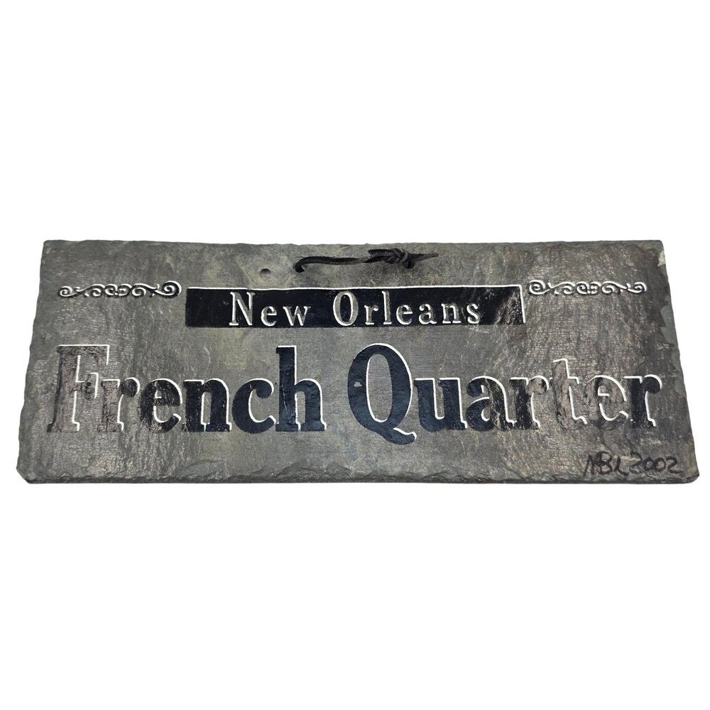 Vintage New Orleans French Quarter Reclaimed Slate Wall Hanging Sign Art 2002 O5